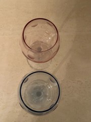 2 WATERFORD MARQUIS CRYSTAL POLKA DOT BALLOON WINE GLASSES PINK & BLUE