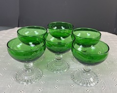 Forest Green 6 Wine/Sherbet/Champagne Bubble Foot Boopie 3 3/4” x 4” Anchor Hock