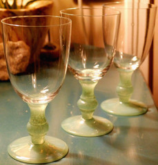 Vintage Set 3 ISABELLE GREEN Water Goblets Glasses VILLEROY & BOCH Jade 6 7/8″