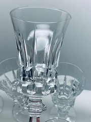 4 CRYSTAL WATER WINE BLOCK BASE GLASSES GOBLETS GR84 GARDEN COCKTAIL PARTY