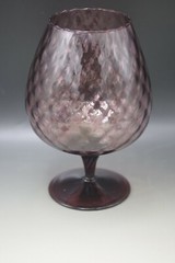 MOD EMPOLI GLASS ITALY AMETHYST LARGE GOBLET VASE LATTICE DIAMOND