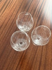 (3) Vintage Saski Crystal Wheat-Etched Brandy Snifters/Cognac Glasses Japan