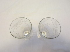 Pair of Standard Glass Depression Era Iced Teas Optic Bowl Gray Cut #136
