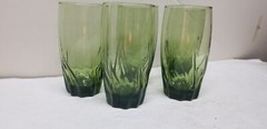 5 ANCHOR HOCKING GREEN STARFIRE CENTRAL PARK GLASS TUMBLERS 6″