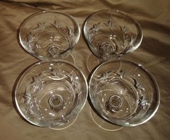 Vtg Set of 4 Libbey Fernleigh 3003 Champagne / Tall Sherbets Cut C1118 Petals EX