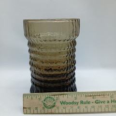 Seneca Glass CASCADE Pattern Brown 15 oz Water Tumbler 5″ High Made 1970s EUC