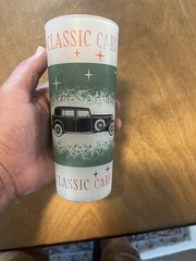 Vintage Mid Century Frosted Glass Tumblers Auto Memorabilia Set of 3