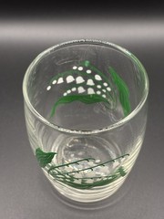 Libbey Lily Of The Valley Flower Floral Green White Clear Glass Juice Libby VTG