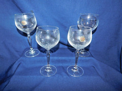 i6 – Newcor Germany Lead Crystal Sapphire Wine Glasses Lot of 4 Org. Label on 2