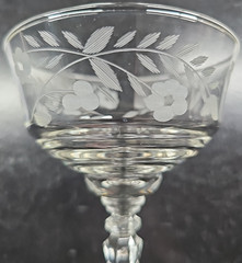 6) Rock Sharpe Halifax Champagne Sherbet Set Vintage Floral Cut Stemware MCM Lot