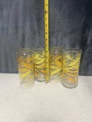 Vtg 12 Libbey Golden Wheat Glasses (4 Each 6.5” 12oz – 5.5” 10oz – 3.75” 6oz)￼
