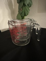 VINTAGE 3 PIECE SET ANCHOR HOCKING GLASS MEASURING CUPS 1 – 2 – 4 CUP