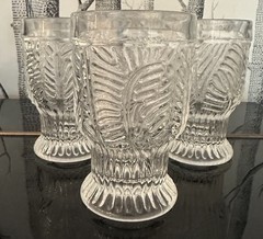 Vtg/Dansk Bohemian Cocktail/Juice Glasses, Embossed Leaf/Art Glass/MCM/Set Of 6