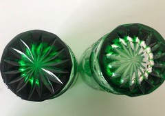 Ajka Emerald Green Marsala Cut Crystal Glassware Set 8-Piece Bohemian