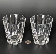 2 Mikasa Crystal Impression 4″ Old Fashioned Rocks Low Ball Glasses Barware MINT