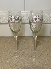 PERRIER JOUET BELLE EPOQUE CHAMPAGNE FLUTES, Hand-Painted Crystal, 2PCS SET