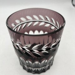 Crystal Whiskey Tumbler Cut To Clear Burgundy