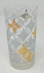 Vintage Libbey Frosted Gold Diamond Atomic MCM Highball Glasses Set of 6 Barware