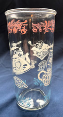 MCM Hazel Atlas Kitchen Aids tumbler glass, pink/white/blue