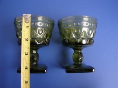 2 VTG 1970’s Indiana Colony Park Lane Green 4 1/4″ Dessert Cups Pressed Glass