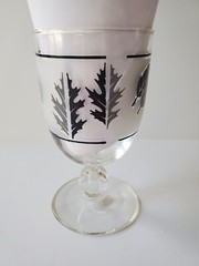 Stem Wine Glasses Silver Foliage Frosted Leaves Clear 5.5” Set / 4 Vintage