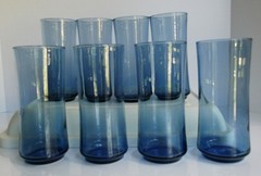 Set Of 8 Vintage Libbey Bolero Dusky Blue Glasses Tumbler Cooler 16 oz