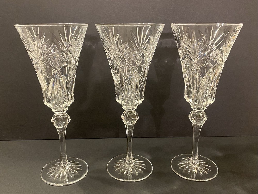 (3) JG Durand Cristal D’Arques Vincennes Crystal Water Goblet 9 1/2” France EUC
