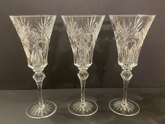 (3) JG Durand Cristal D’Arques Vincennes Crystal Water Goblet 9 1/2” France EUC