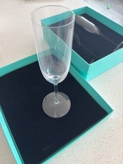 Tiffany & Co, 2x Glass Champagne Flutes 9 1/4″ Tall w/ Box