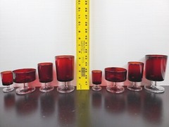 28 Pc Cristal D’Arques Cavalier Ruby Goblet Champagne Wine Cordial Red Glass Lot
