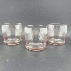 Vintage Wheaton SYMPHONY Pink Optic Swirl Rocks Glasses Vintage MCM Ribbed 10 Oz
