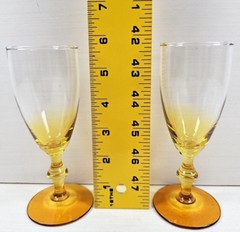 (3) Libbey Forever Amber Whiskey Sour Glasses Set Clear Yellow Stemware MCM Lot