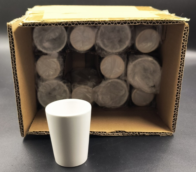 Box of 12 White Ceramic Shot Glasses 2.5″ NEW