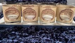 Vintage 4 Piece Currier and Ives Four Seasons Old Fashioned Whiskey Glass Set