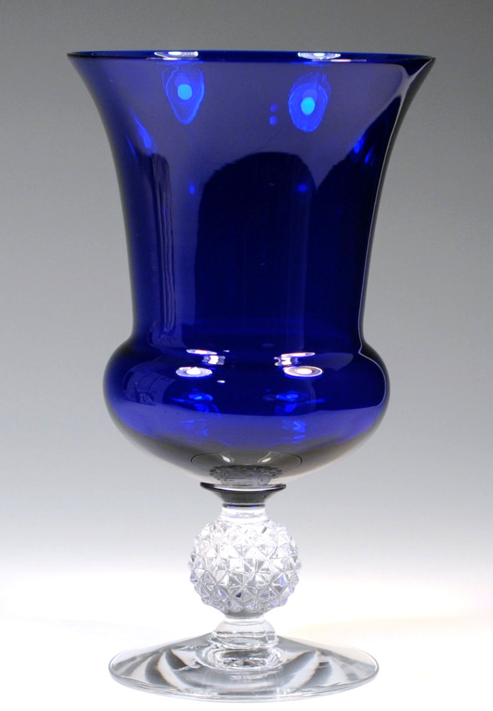 Morgantown Glass Co. – 6.5″ Urn Vase – Golf Ball Design – Ritz Blue (Cobalt)