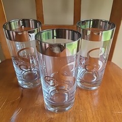 LOT 10 Band Platinum Highball Tumbler Glass Monogram Letter S Dorothy Thorpe