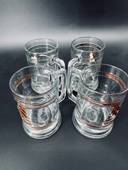 4pcs Culver Beer Stein Mug Glasses Gold Hunting Birds