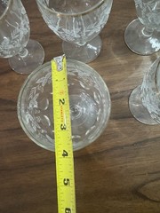 6-VTG Bartlett-Collin’s Etched Glass Thumbprint “Decorations 806” Clear Goblets