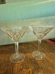 WATERFORD LISMORE CRYSTAL MARTINI GLASS (2, one chipped)