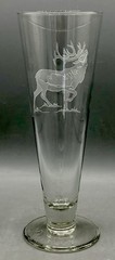 Vintage Perry Coyle Signed Etched Stag Crystal Pilsner Beer Glass 9″