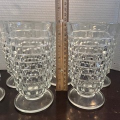Vintage Clear Colony Footed Indiana Glasses Set Of 6 With Textured Whitehall