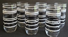 Libbey Black & White Striped Set Of 6 MCM 6” Tumblers Iced Tea 16 oz Glasses