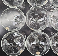 (12) Sasaki Wheat Champagne Sherbet Set Vintage Floral Clear Stemware Retro Lot