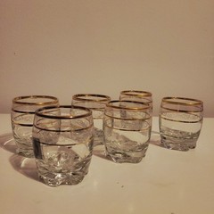 Circleware Lido Collection Gold Rim Shot Cordial Six Piece Glasses 2.5oz #20677