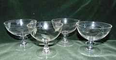 4 Vntg Noritake SASAKI Wheat Low 3 1/8″ Blown Etched Cocktail Sherbet Glasses