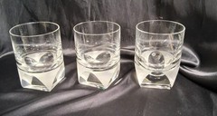 Rosenthal Studio Line SKAL Square Base Frosted Accent Whiskey Glasses Set Of 3