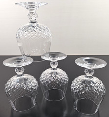 4) Cristal D’Arques Longchamp Brandy Glass Set Crystal Cut Snifters Stemware Lot