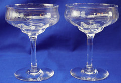 Baccarat Capri Optic (2) Sherbet or Champagne Glasses, 5 1/4″ (B40)