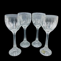 4 Mikasa Park Lane Crystal Hock Wine Glasses 8 1/4″ Ribbed Stem SN101 Retired