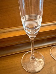 A Pair of Vera Wang Wedgwood Champagne Flute Glasses, Classic Etched Circles